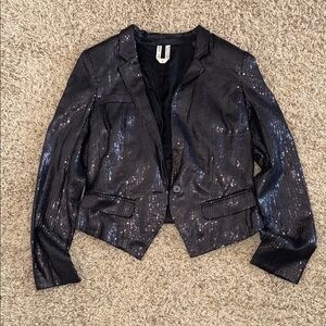 Free People Black Sequin Blazer Jacket